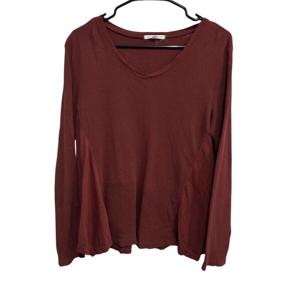 Threads 4 Thought Rust Red Organic Cotton Modal Long Sleeve Ribbed Top Sz S - Picture 1 of 10